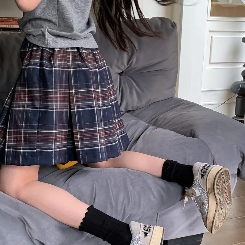 【英伦高校】女童2024新款洋气儿童学院风短裙春夏格子百褶裙QZ339