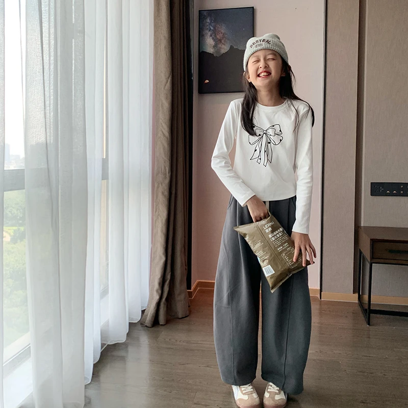 【蝴蝶结】西西家2025秋女童时尚百搭长袖T恤潮流上衣JX88218