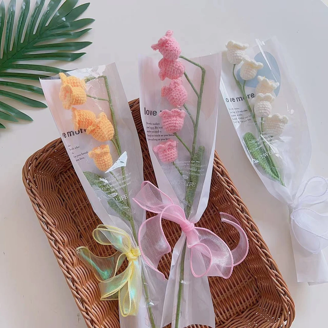 29#节日花束礼物送妈妈送闺蜜送教师节礼物手工毛线铃兰仿真花