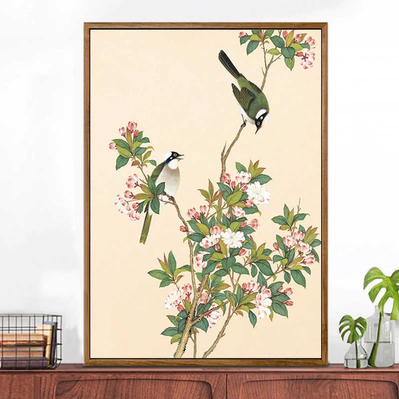 数字油画diy新中式花鸟图系列古典手工填色油画玄关书房装饰挂画