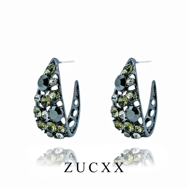 铜合金合成锆石耳饰 馨儿   B184   黑色简约个性时尚百搭耳环