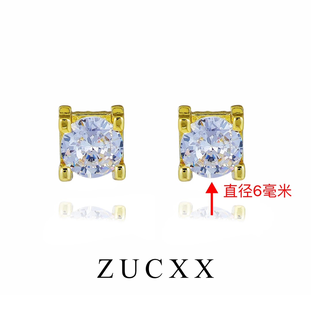 铜合金合成锆石耳饰 馨儿   E72   金色时尚小众百搭耳环