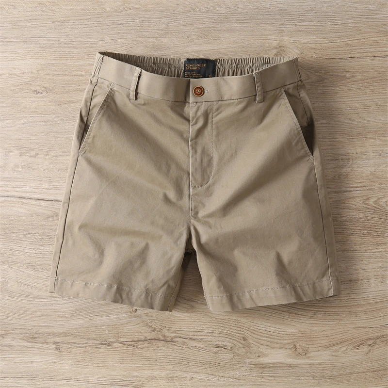 夏季时尚纯色百搭四分短裤 美式休闲男士潮牌薄款弹力4分裤短裤