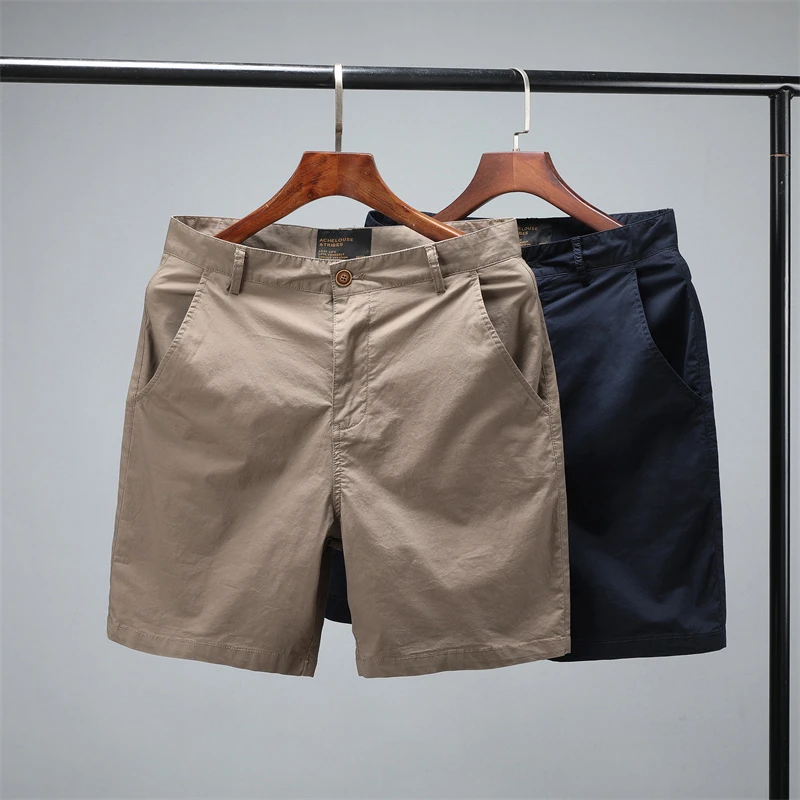夏季薄款休闲四分短裤男士 工装潮流弹力纯色百搭4分短裤中裤子