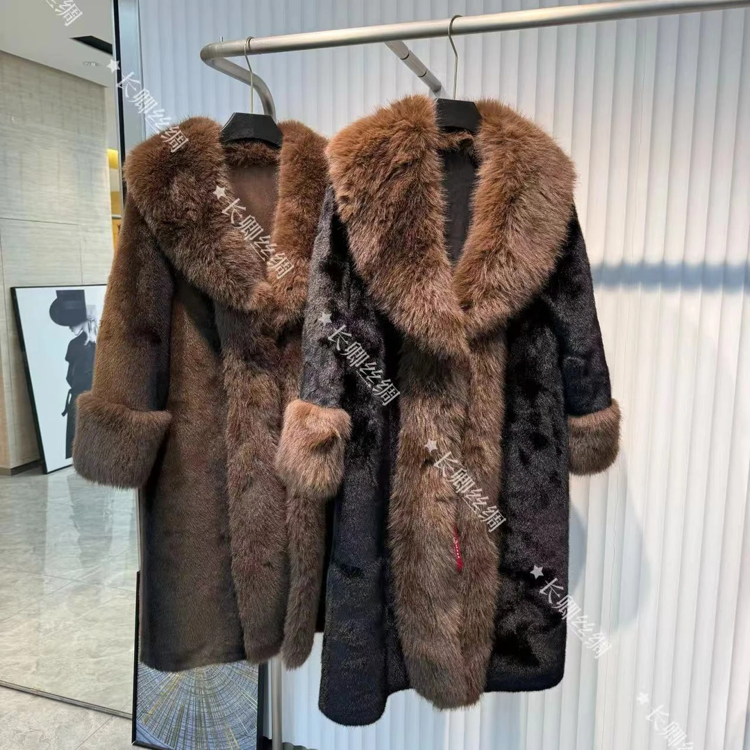 【长卿】加厚保暖中式外套2024新款水貂毛大衣FY4101001