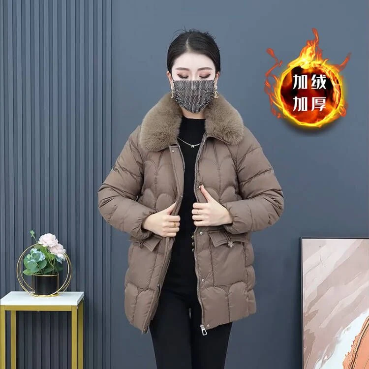 2023年冬季新款休闲百搭显瘦加厚保暖妈妈装棉衣女士棉服时尚洋气