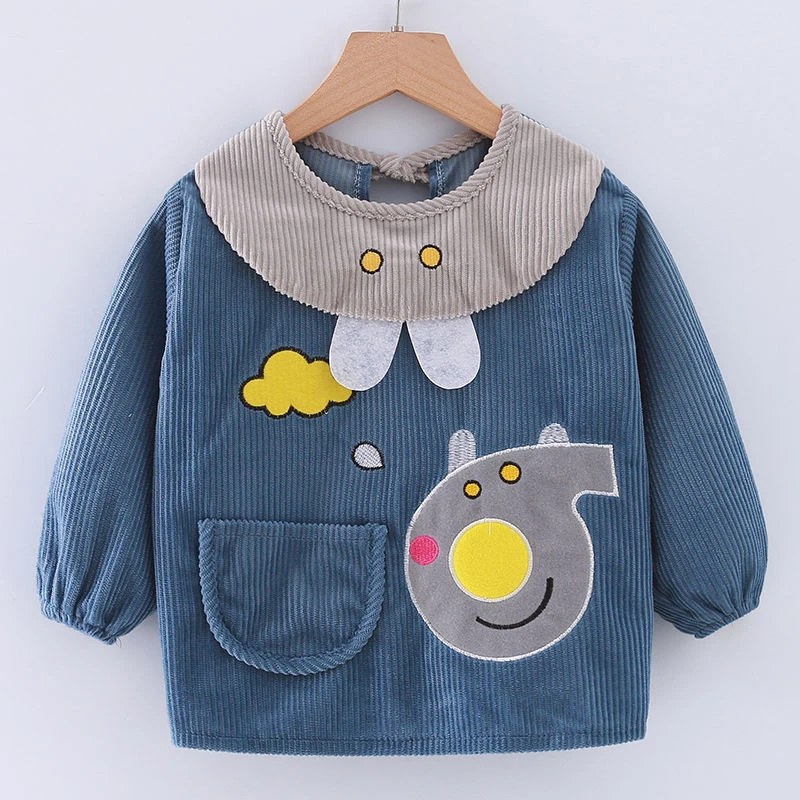 宝宝罩衣儿童反穿衣防水防脏男女宝宝秋冬外穿罩衣水晶绒长袖护衣