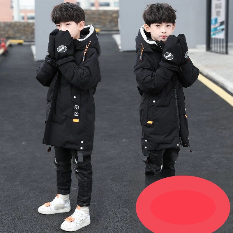 儿童装男童冬装棉衣外套2023新款冬季中大童长款男孩加厚棉服时尚