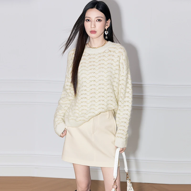 卡拉佛羊毛毛衣感高端亮丝针织衫844Q082下架