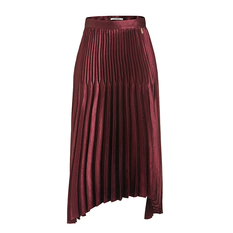 芭蒂娜轻奢肌理感褶皱半身裙安可拉红裙子133S071