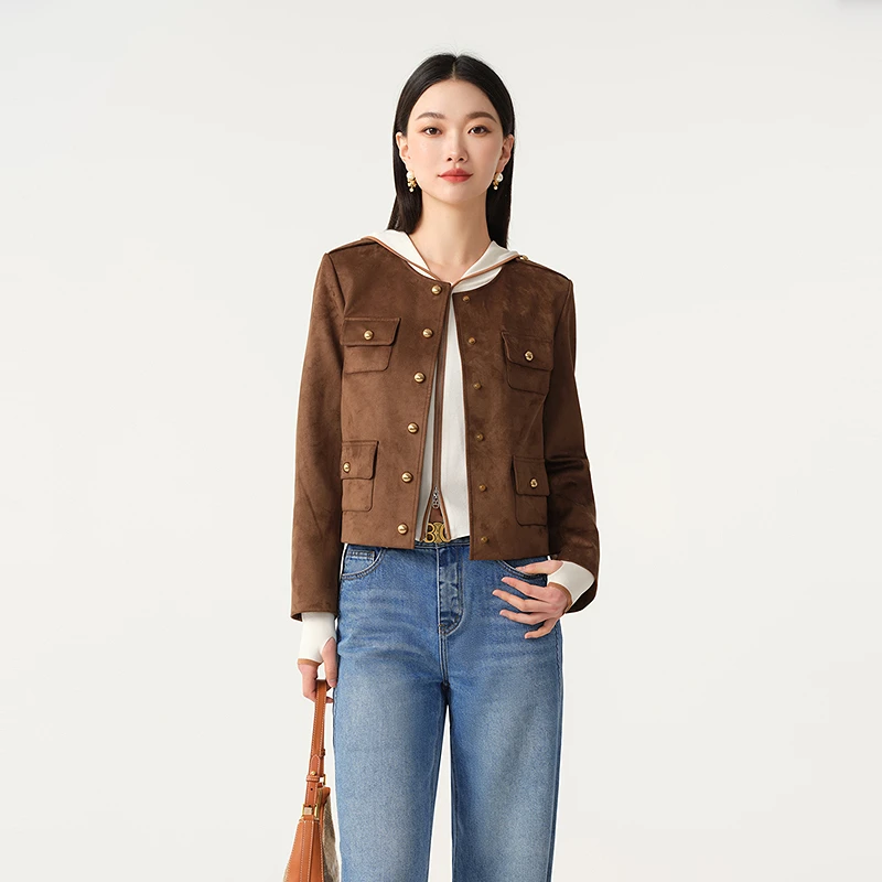 芭蒂娜美拉德短外套圆领上衣143E028