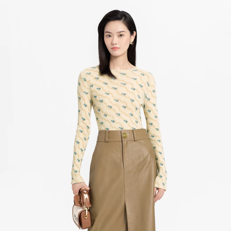 芭蒂娜薄款针织衫长袖羊毛内搭上衣123Q107下架