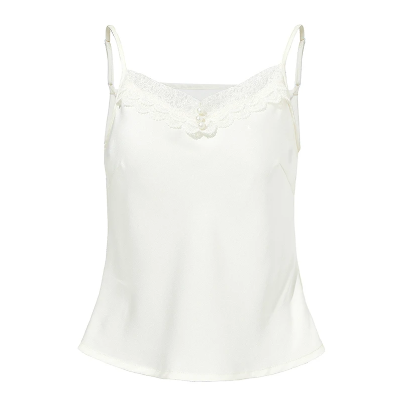 【商场同款】芭蒂娜蕾丝花边吊带衫女春秋缎面v领内搭上衣143M128