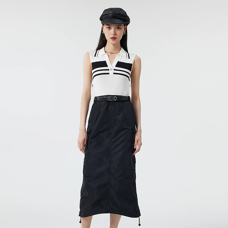 【商场同款】芭蒂娜V领收腰无袖连衣裙春季假两件A字裙141U151