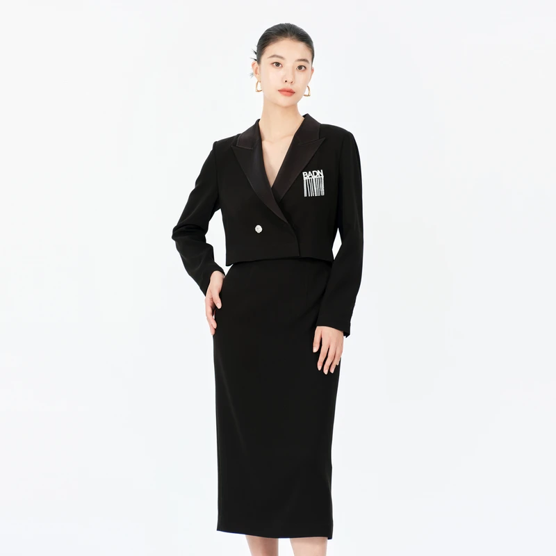 芭蒂娜秋季高级气质名媛高端垂坠感西装裙正式场合连衣裙133U129