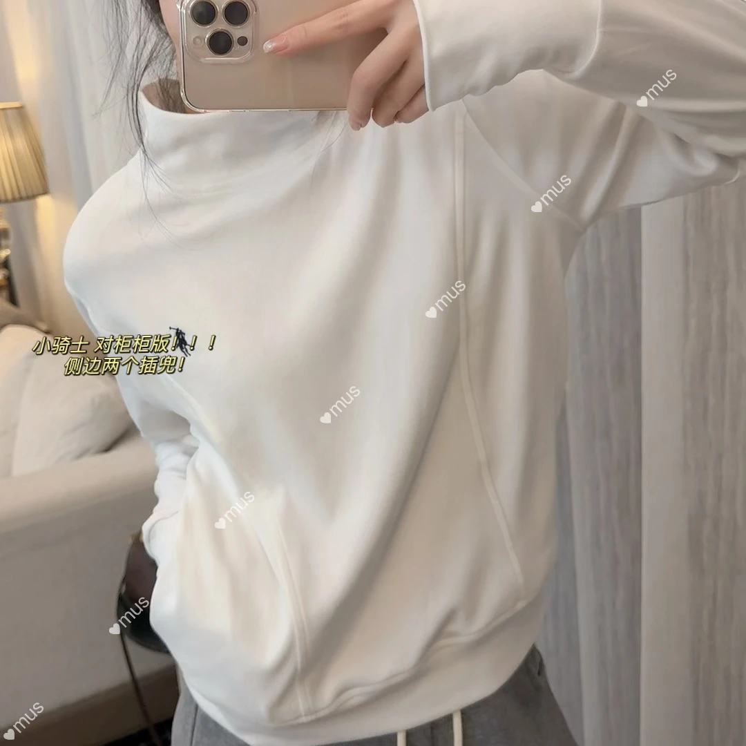 【mus订制】高品质秋冬新款双面德绒刺绣中高领打底上衣T恤88091