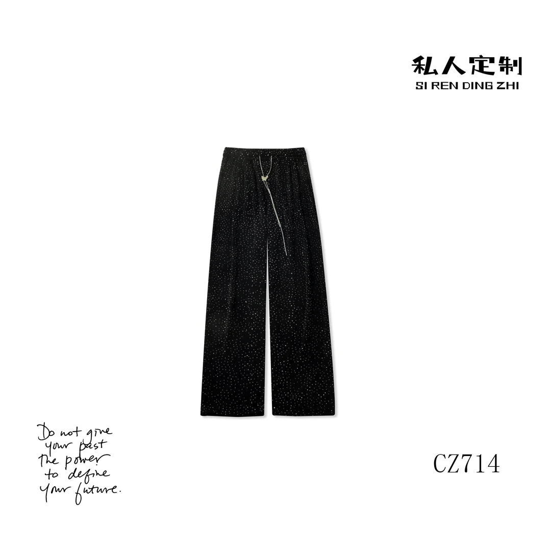 新款重工烫钻满天星阔腿裤 Z714