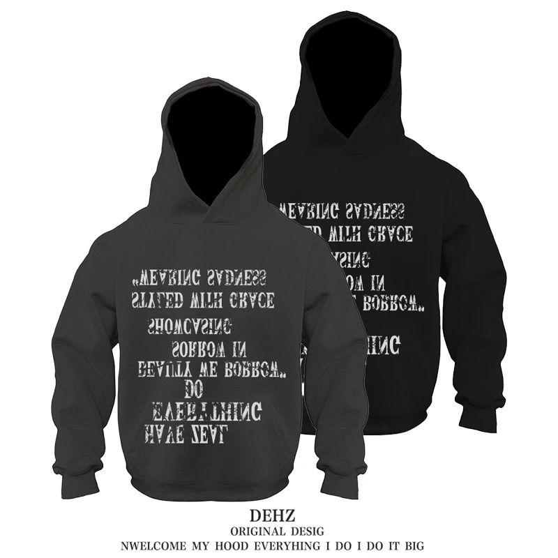 cleanfit重磅连帽卫衣boxy短宽美式复古春秋破坏标语无性别上衣