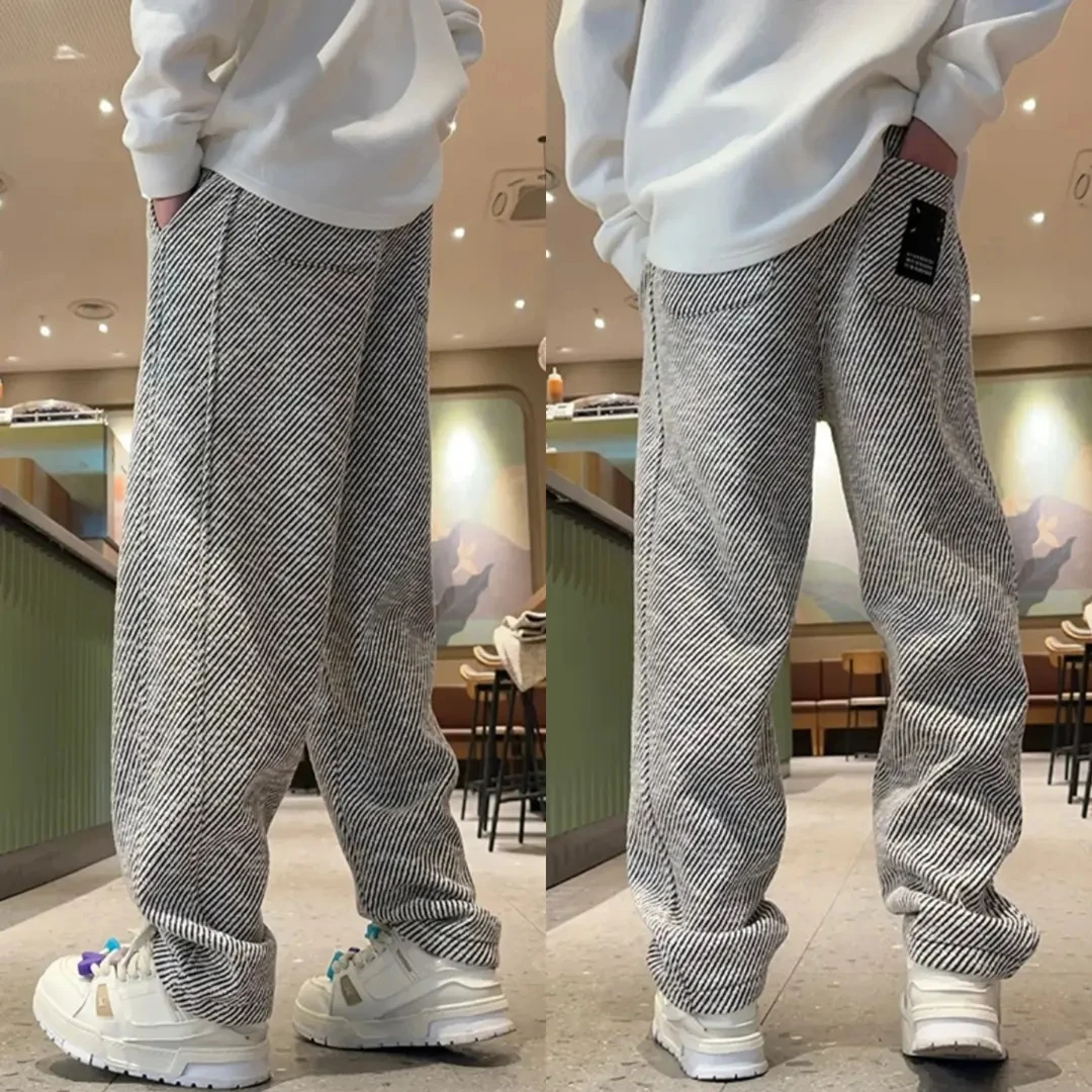 2024春夏季运动洋气卫裤宽松长裤外穿条纹裤韩版休闲裤