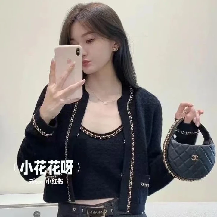 95新 Chanel/香奈儿 23爆款皮穿链针织衫/f38/编号380