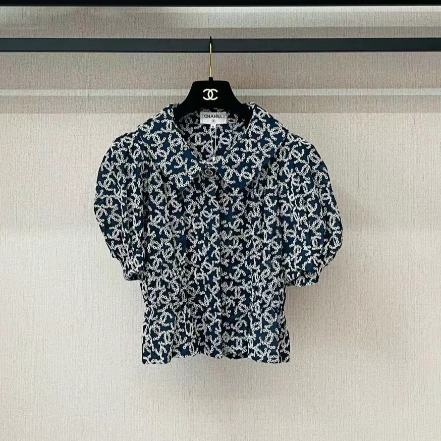 99新 Chanel/香奈儿 满印泡泡藏青色上衣/36码/编号1192