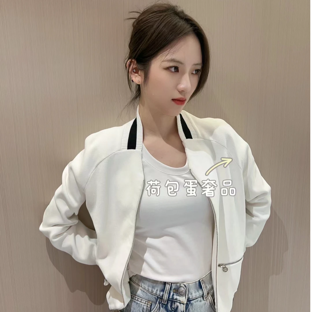 95新 Chanel/香奈儿 白色薄款针织棒球服/34码/编号11036
