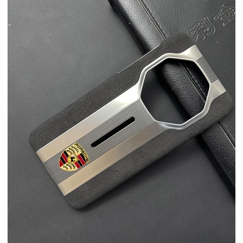 适用华为mate60RS非凡的大师翻毛皮手机壳爱玛纹真皮全包保护套