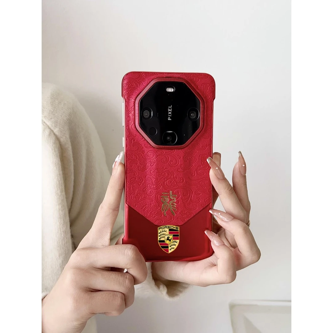 适用华为mate60RS保时捷设计手机壳高档龙年国潮60pro+真皮保护套