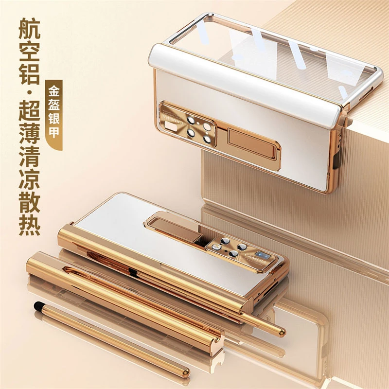 适用华为matex2金属手机壳膜一体全包防摔外壳X2双铰链带笔保护套