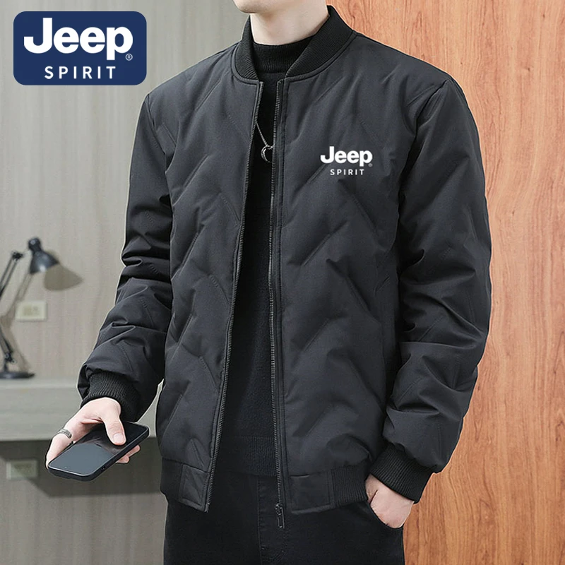 JEEP吉普棉衣男士外套2024秋冬新款棒球领加厚棉袄爸爸装保暖棉服