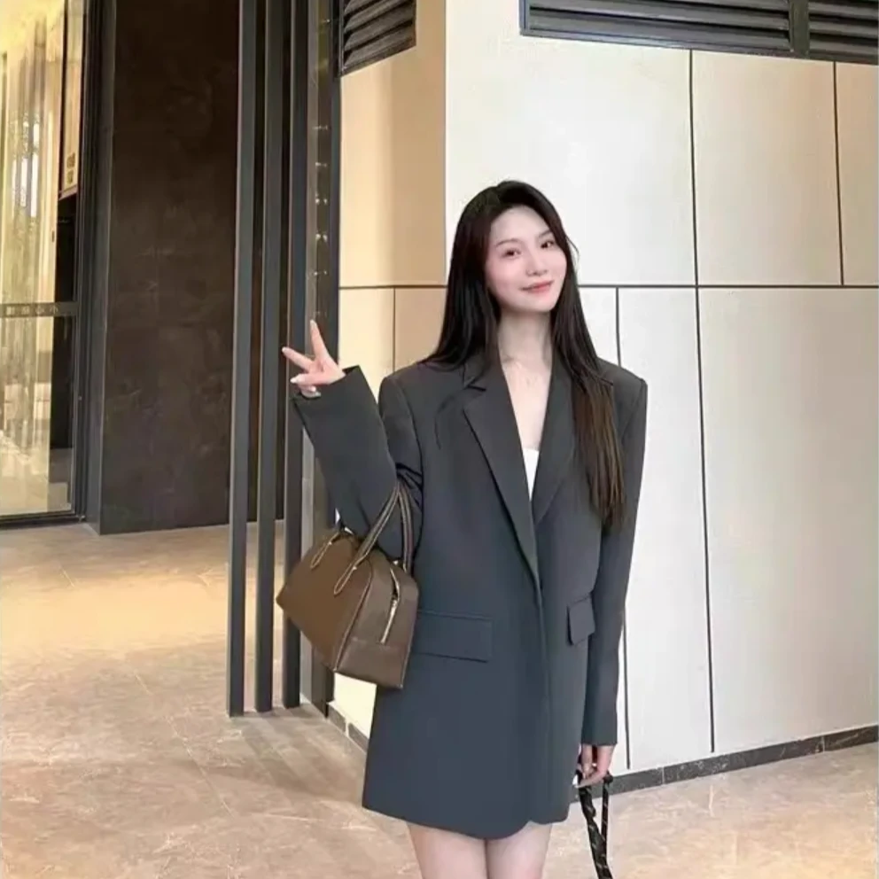 高级灰韩版小西装外套女2025春秋新款宽松时尚气质休闲西服1688