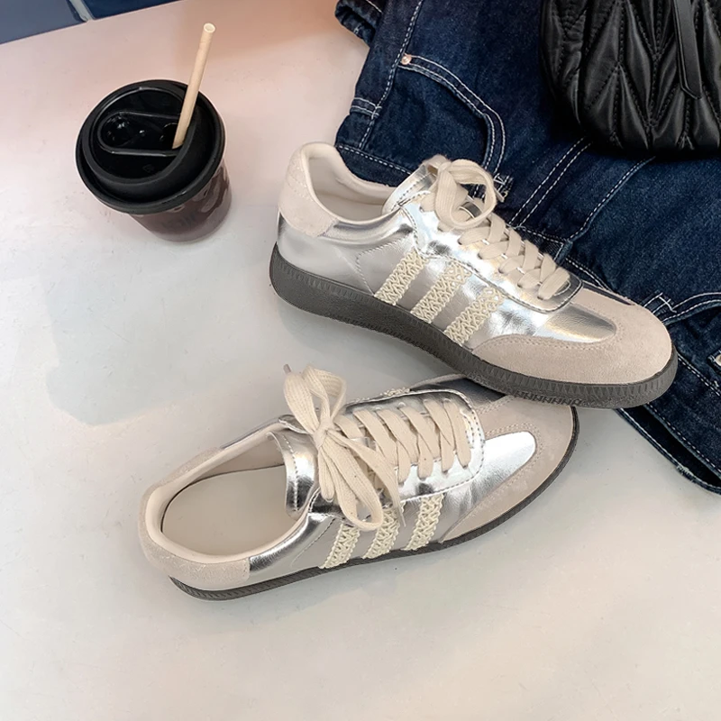 内增高5.5cm复古德训鞋女2025春季新款蕾丝边运动休闲鞋女阿甘鞋
