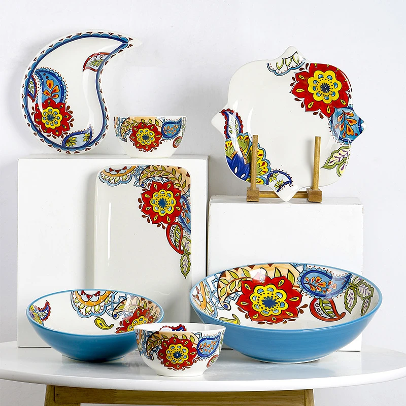 【新疆包邮】欧式创意小碗创意陶瓷米饭碗田园风沙拉碗大汤碗面碗