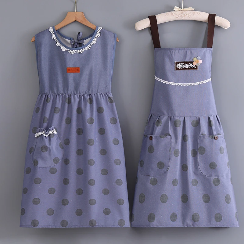 【新疆包邮】新款帆布围裙洋气厨房餐饮围裙透气春夏韩版可爱围裙