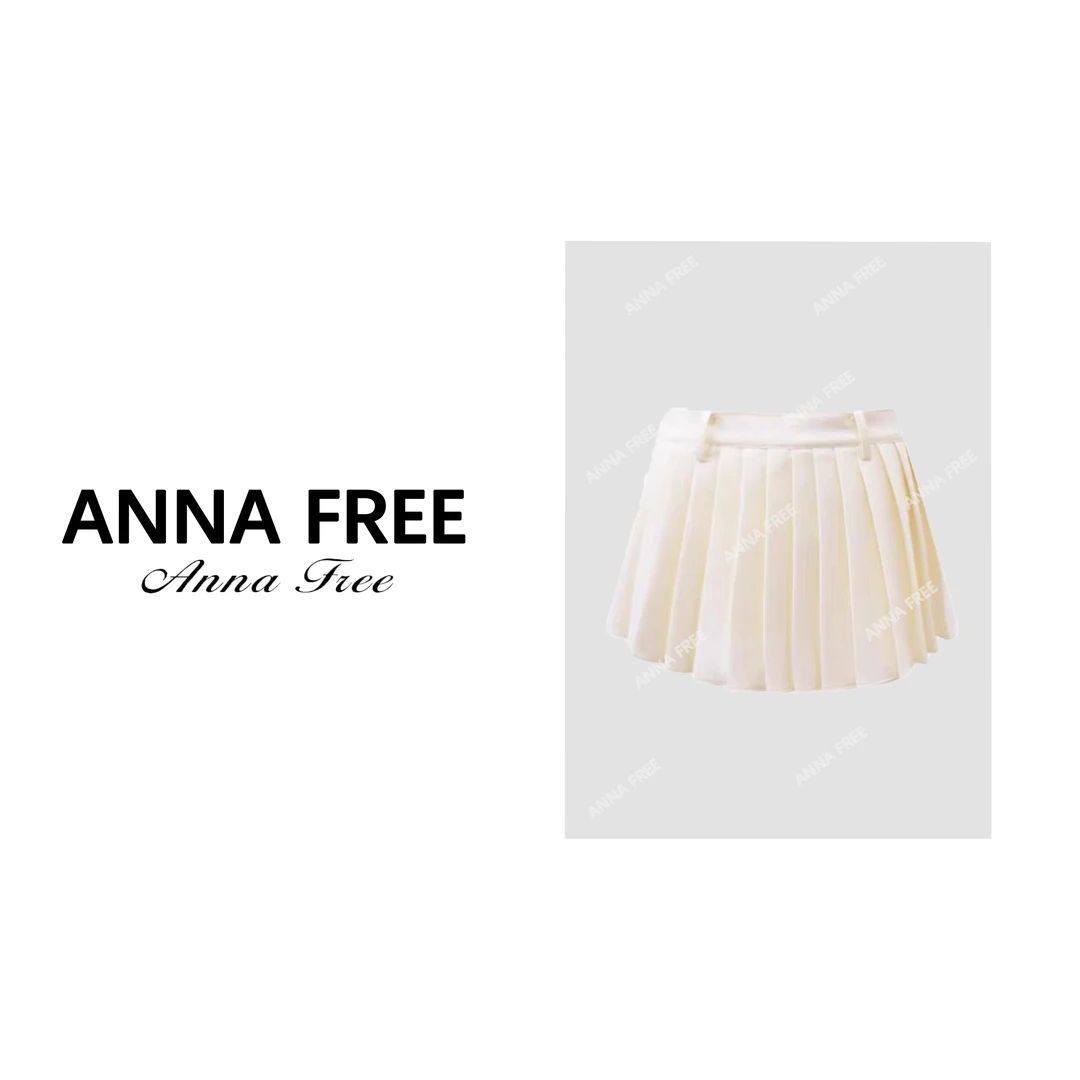 ANNA FREE 百褶裙女A字短裙2024春夏新款半身裙24034