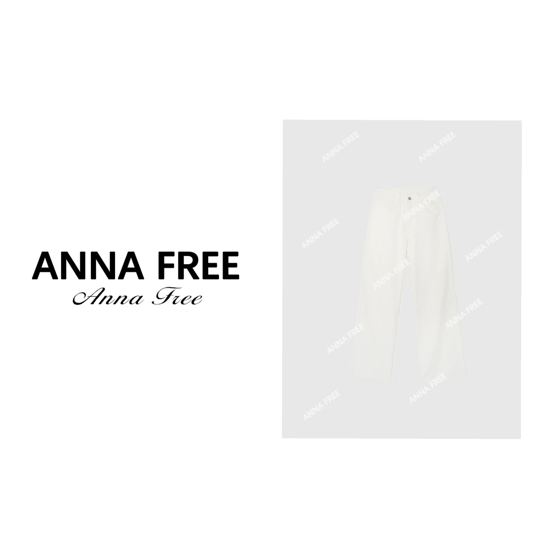 ANNA FREE 白牛中腰直筒宽松牛仔裤24103