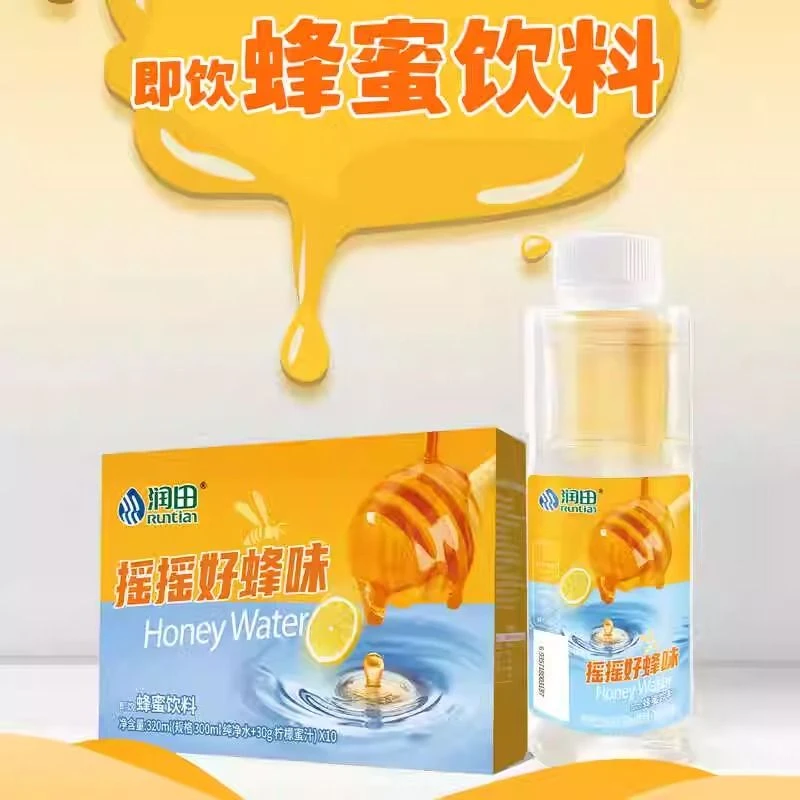 润田(翠)摇摇蜂蜜水洋槐蜜320ml*5瓶柠檬味即饮蜜水分离正品包邮
