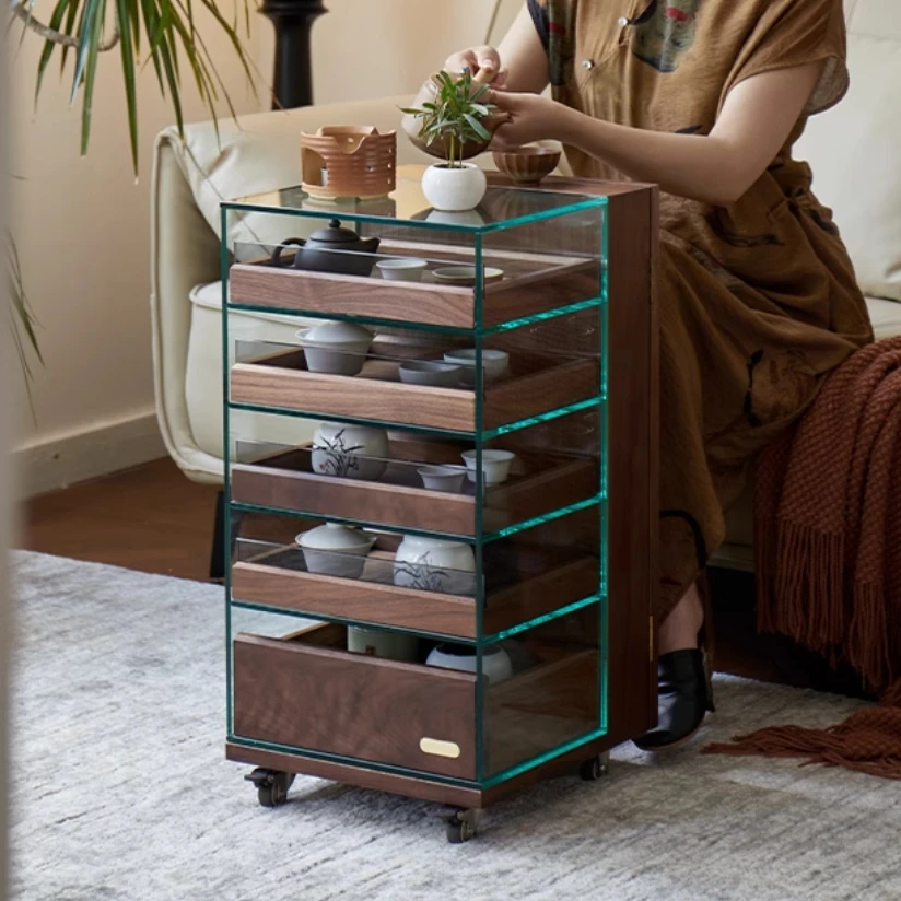 臻致美G北美黑胡桃木移动亦有牙科柜客厅收纳边几