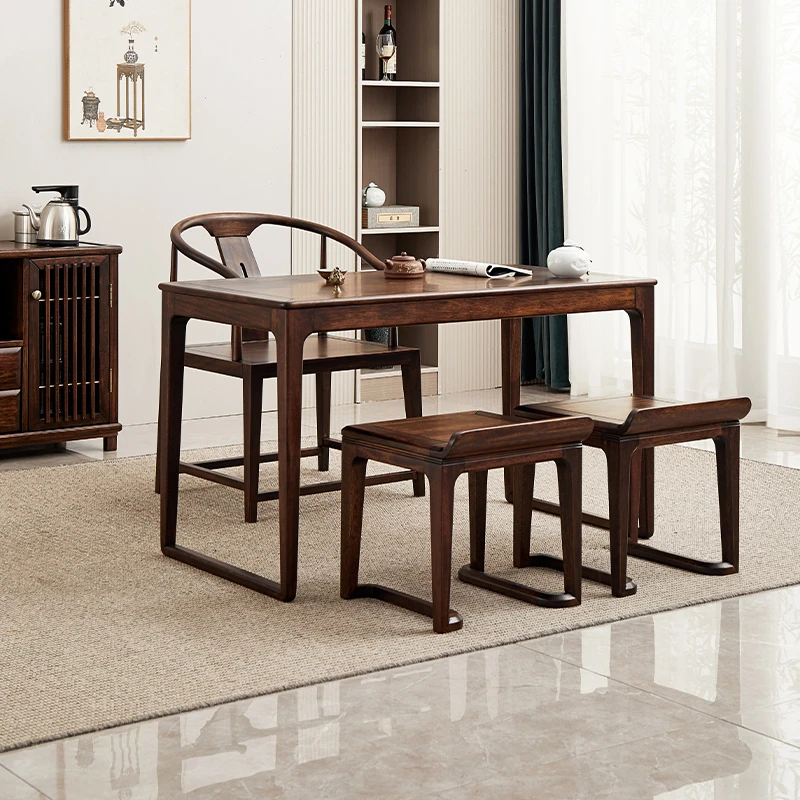 臻致美G新中式小茶桌乌金木阳台干泡桌小户型书桌写字桌家用