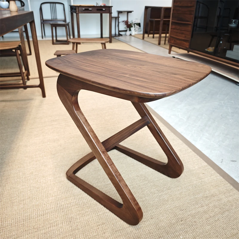 臻致美G北美黑胡桃木沙发边几