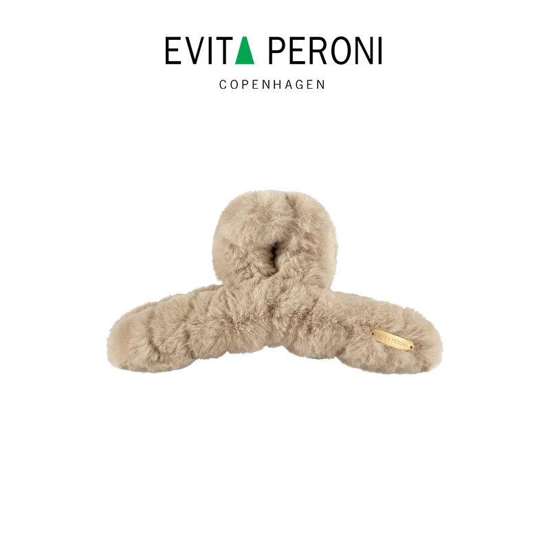 Evita Peroni/依慧达新款秋冬抓夹女毛绒发夹大号鲨鱼夹发卡