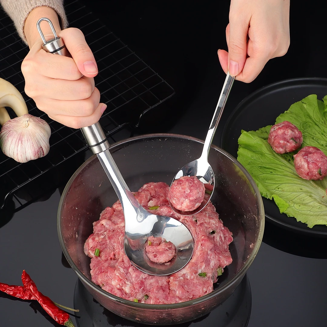 不锈钢肉丸勺厨房工具创意自制小型圆形半自动炸肉丸丸子器丸子勺
