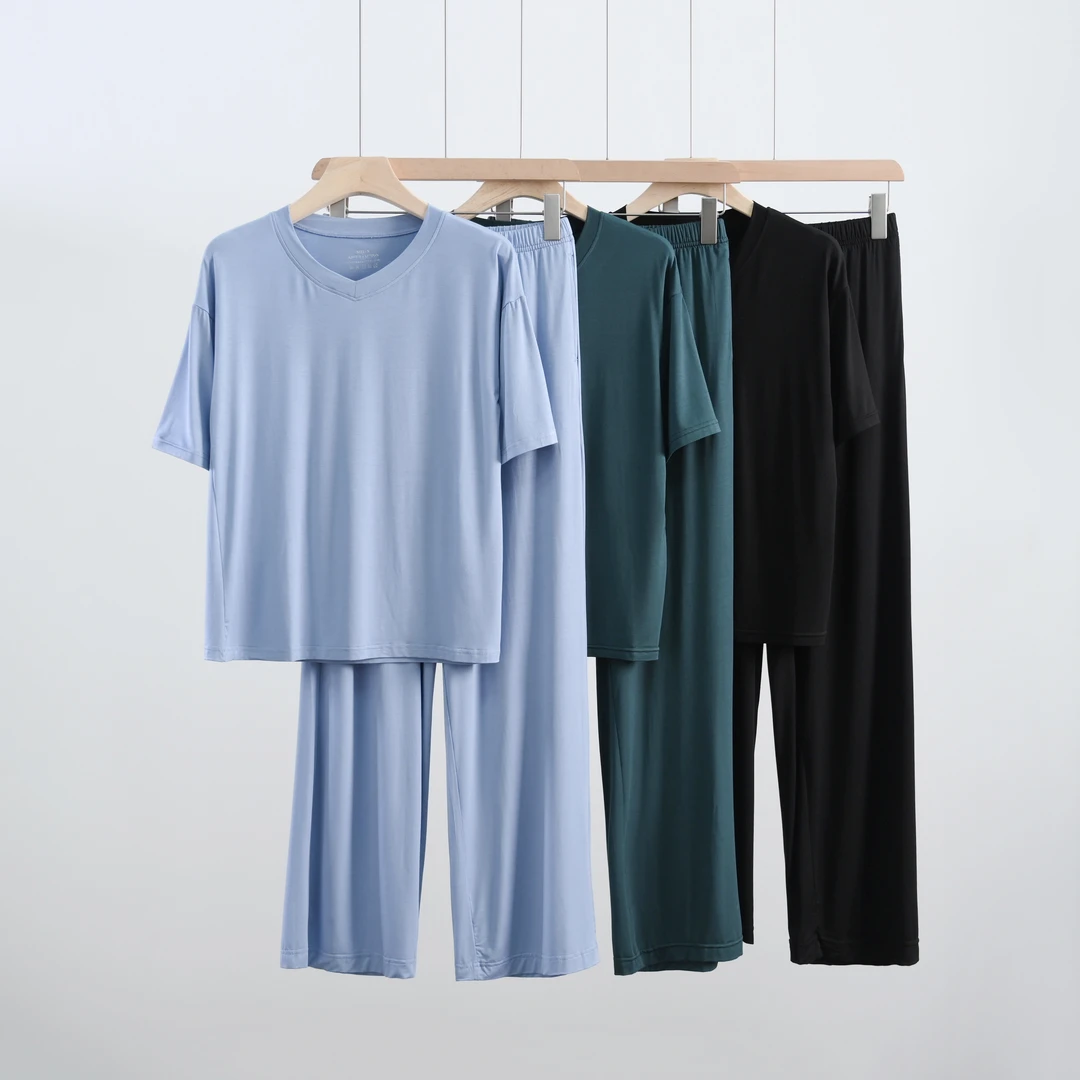 睡衣女夏季新款可外穿家居服竹纤维宽松睡眠休闲套装