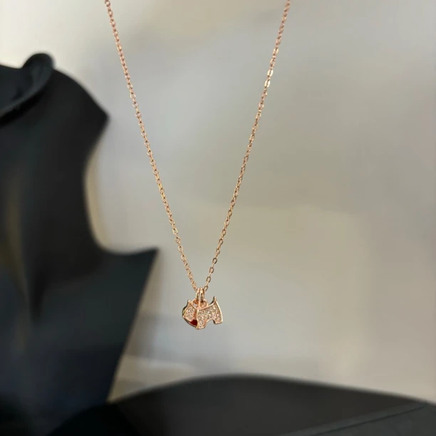 铜合金项链 红色爱心小狗项链XL1728-223