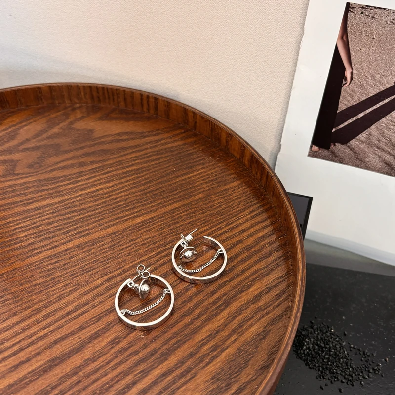 铜合金合成锆石耳饰 圆型链条星球耳环EH1987