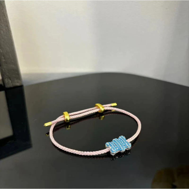 铜合金莫桑石手链 粉绳小熊手链ab款SL1504－69