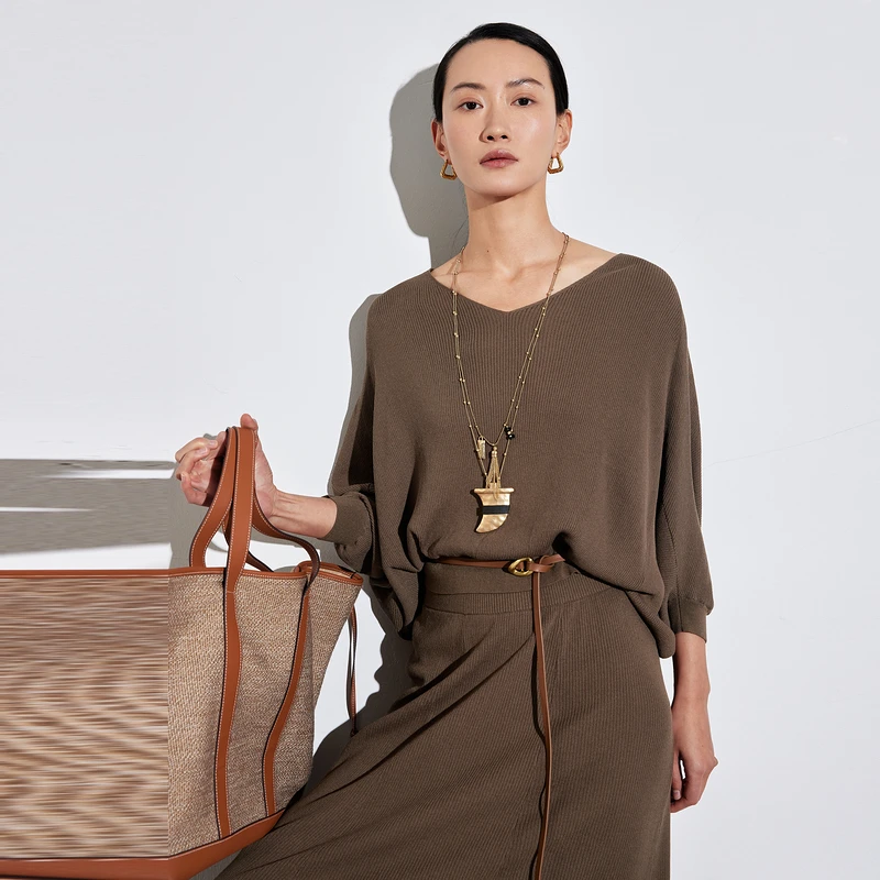 IDPAN气质高级感针织时尚休闲不规则宽松毛织套装2E2Z98075