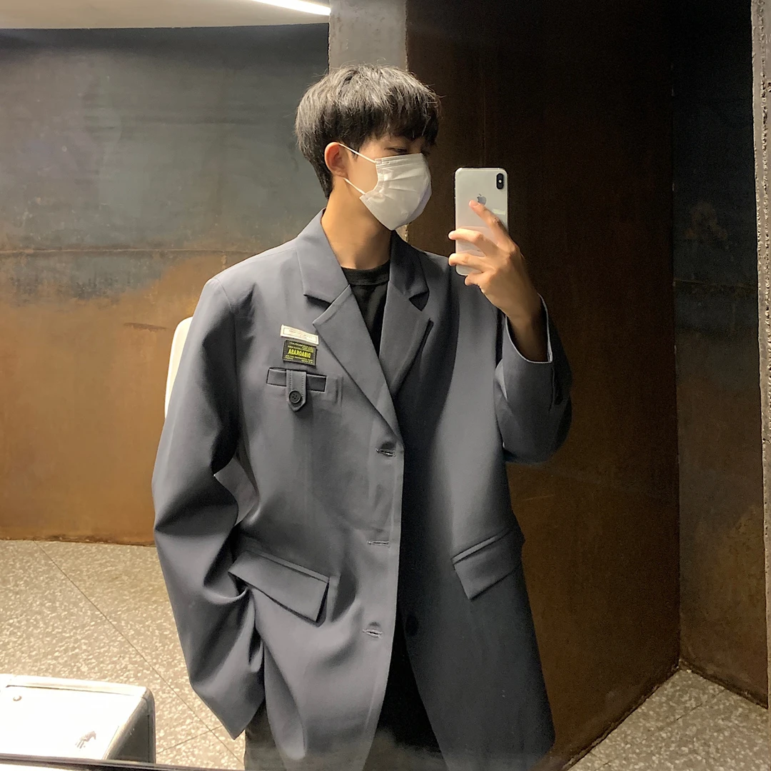 秋季高级感韩版炸街小西装男新款ins痞帅西服男装休闲小西装外套