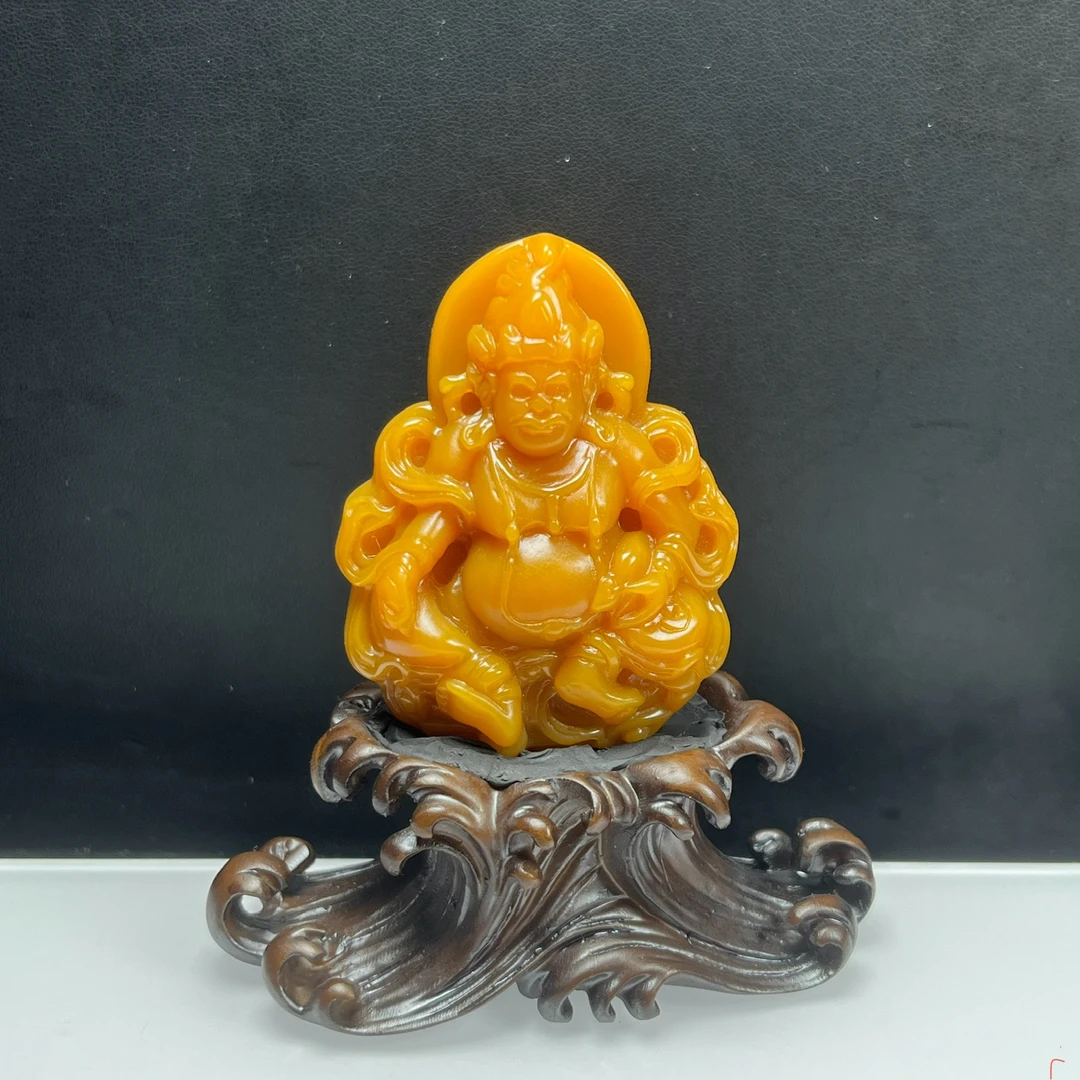 天然玉石缅料黄龙玉黄财神吊坠鸡油黄毛衣链精品珠宝玉佩送礼证书