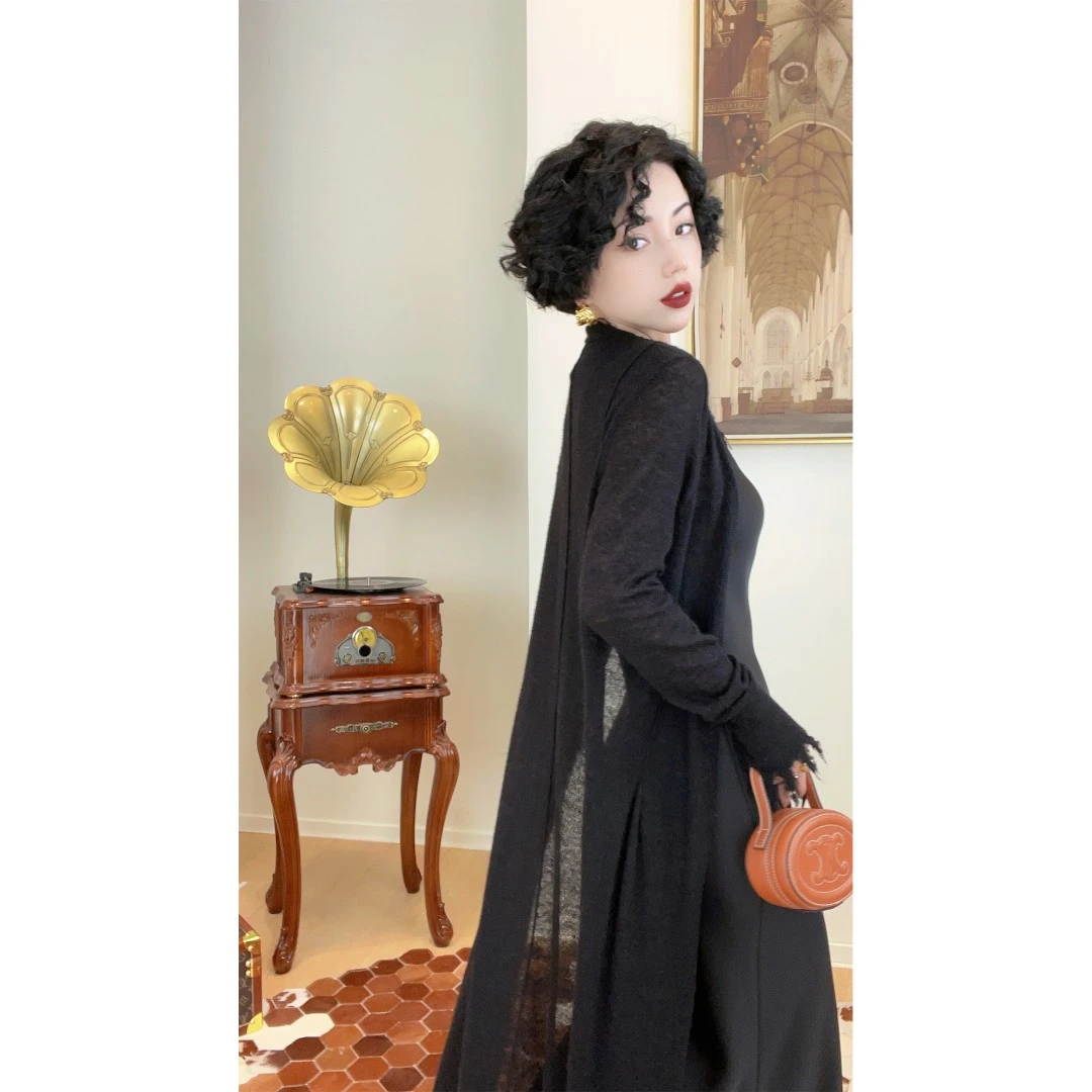 LYXJ定制纱线毛边设计开衫外套200217